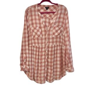 Torrid Size 2X Harper Pink Plaid Button Front Shirt